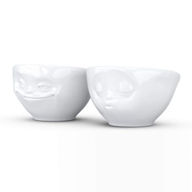 FIFTYEIGHT PRODUCTS / Tassen / Kleines Schälchen-Set Nr. 1 „Grinsend & Küssend“ (Porzellan, 100 ml, weiß, Made in Germany)