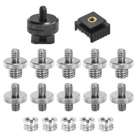 sourcing map Camera Screw Mount Set, Double Threaded Screw, Hot Shoe Mount, 1/4 Inch Male to Male Screw, 1/4 to 3/8 Male Screw for Camera Tripod Screw