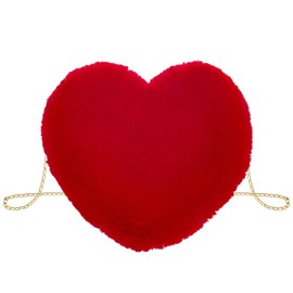 TAXTYHRE Plush Shoulder Bag, Heart Plush Bag, Cute Fluffy Crossbody Bag, Plush Bag for Women and Girls, for Daily Outdoor Travel, Valentine's Day, Birthday Gift, red