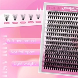 FADLASH Pestañas postizas individuales con volumen, 240 unidades, 40D, 12-18 mm, bandeja mixta, efecto 3D, suaves y esponjosas, con rizo en D, kit de extensiones de pestañas DIY en casa (40D-0.07-D, 1