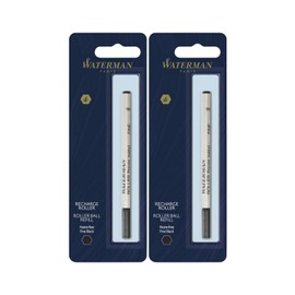 Waterman(R) Refill, Rollerball, Fine Point, 0.5 mm, Black (2-Pack)