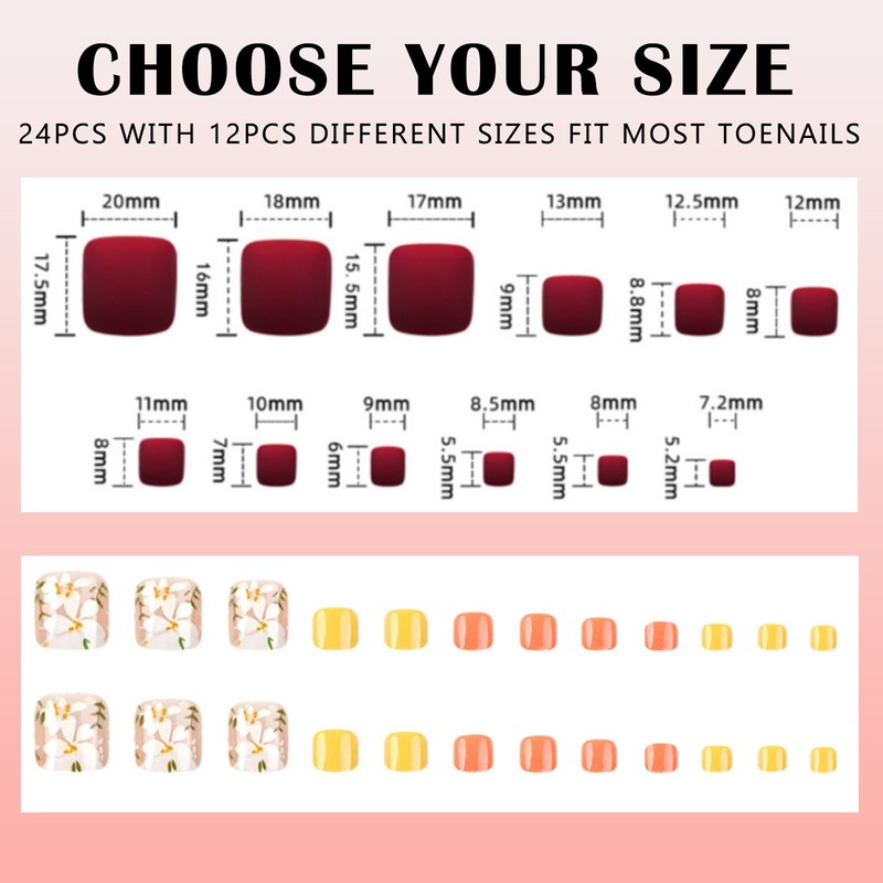 SanFangyue False Toenails Press On ToeNails, False ToeNails Set, Nails