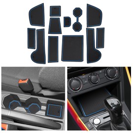 CDEFG Compatible with VW Polo AW MK6 2018-2023 2024 Rubber Mats Centre Console Non-Slip Non-Slip Mats Anti-Dust Cup Holder Rubber Mat Armrest Storage Polo 2024 Accessories (Blue)