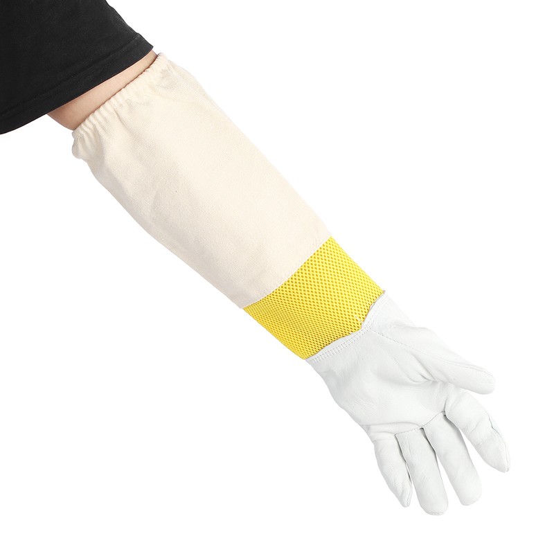 Pair of Beekeeping Protective Gloves with Long Mesh Sleeve Unisex