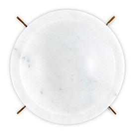 Santa Barbara Design Studio Serving Bowl with Stand Pure Design Marble Serveware, 7" Diameter, White/Brass