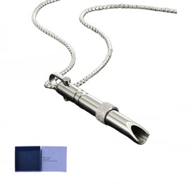 Breathing Necklace for Mindful, Meditation & Anxiety Relief, Smokeless Inhaler for Stop Smoking, Quit Vaping, Calm Down, Yoga, Shift Focus, Relaxation, Breathe Exercise, Spiritual Gift for Men& Women (Silver)