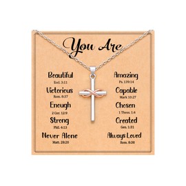 D Dongjiangjin Gift Cross Necklace Christian Gifts for Women First Communion Baptism Confirmation Gifts for Girls Women Adults