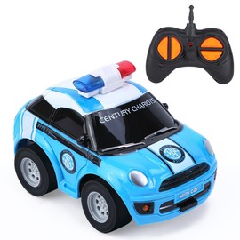 Subao Toddlers Toys 2.4GHz Remote Control Cars for Kids Boys Mini RC Police Car Toys with Light Cartoon Mini Toys for 2 3 4 5 6 Year Old Boys Girls Birthday Gifts（Blue）