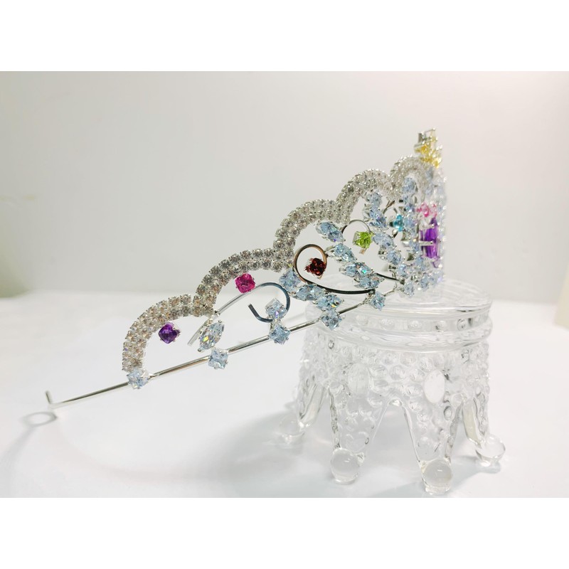 ZECAA Crystal Princess Tiara Crown For Woman, Multi-Gemstone Tiara Crown