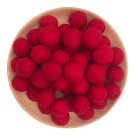 15mm 5/8inch Felt Wool Beads Balls Pom Pom Handmade DIY for Craft Garland Dream Catcher Baby Moile Pompom Home Decor Christmas Nursery Party Birthday Wedding Props (Red 15mm 30pcs)