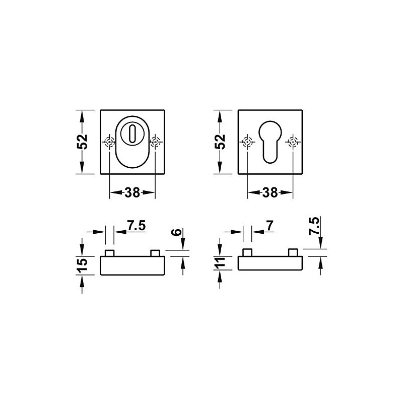 Protective Fitting Front Door Safety Rosette Stainless Steel Square with