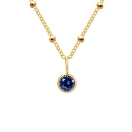 ALRNBY Birthstone Necklace for Women Dainty Gold Station Necklace with Crystal Pendant for Girls Stainless Steel Gift Diamond Choker (September - Sapphire)