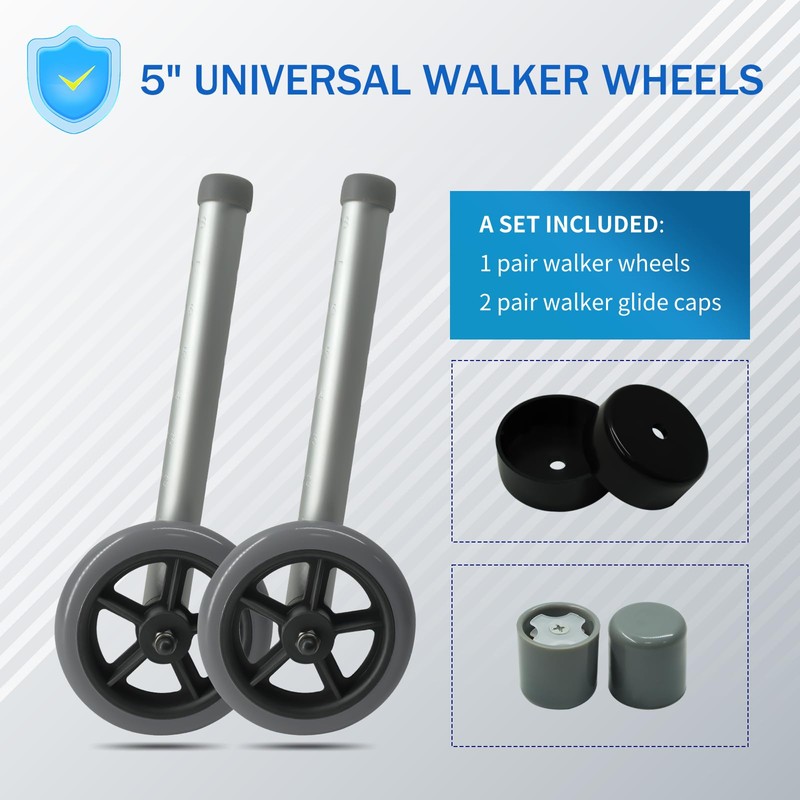 Zantle Universal Walker Wheels Replacement - 5 Inch, Wheels for