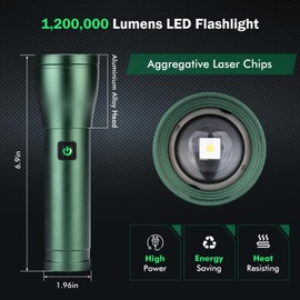 Sogidon Flashlights High Lumens Rechargeable, 1,000,000 Lumens Super Bright LED Tactical Handheld Flash Light with 3 Modes, USB C, Zoomable Beam, IP76 Waterproof