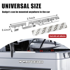 Dickno 2PCS Turbo Car Emblem Decal, 3D Metal Fender Logo Badge Sticker, Zinc Alloy Auto Front Hood Side Body Emblem Sticker, Universal Exterior Decor Car Accessories for SUV Truck (Silver+Black)