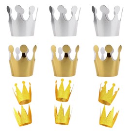 ZWZNBL 12 Decorative Crown Hats, Prince Princess Crowns, Gold and Silver Paper Crowns, Adjustable King Crown Party Hats for Golden Anniversary Party, Birthday, Celebration