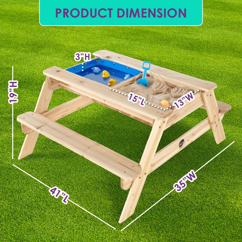 Plum Surfside Wooden Sand and Water Picnic Table - Sensory
