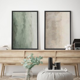 SIGNWIN Framed Canvas Print Wall Art Set Abstract Pastel Hues MinimalistIllustrations Modern Art Decorative Rustic for Living Room, Bedroom, Office - 16"x24"x2 Black