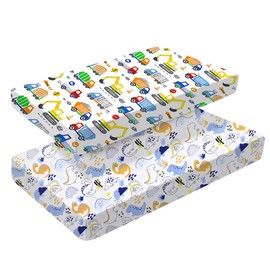 2 x Cot Bed Fitted Sheets 120 x 60 cm Cot Bed Sheets Soft Baby Sheets for Standard Crib and Toddler Mattresses Fully Elastic Skirt Breathable Easy Care