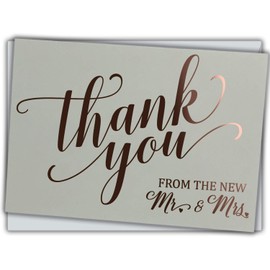 Wedding Thank You Cards - Rose Gold Foil Stamped Letterpress - 36 Cards Plus Envelopes - From the New Mr & Mrs Design