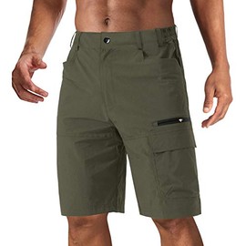 CRYSULLY Men's Summer Quick Dry Work Shorts Outdoor Mountain Hiking Shorts Army Green