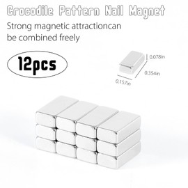 XEAOHESY 12 Pieces Cat Eye Magnet for Nails Rectangle Nail Magnet Square Nail Art Magnet with Crocodile Pattern Effect Powerful Manicure Magnetic Tool for Cat Eye Gel Nail Polish（0.39*0.19*0.12inch）