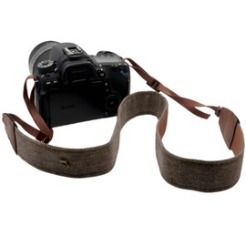 Camera Strap, Camera Strap, Pure Cotton and Leather Woven Adjustable Shoulder Neck Strap Camera Strap for DSLR Cameras, Photographers, brown, M