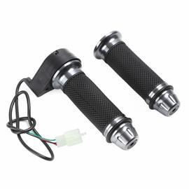Mokuo E-Bike Full Twist Throttle Grips - 22mm/0.87" Universal Aluminium Alloy Throttle Accelerator Handlebar with Rubber Grip, Fit for Electric Bicycle & Scooter (Titanium Color)