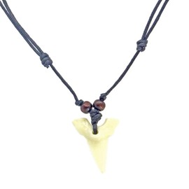 Scddboy Shark Tooth Resin Necklace for Mens Beach Surfer Adjustable Cord Necklace