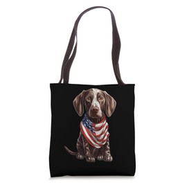 German Shorthaired Pointer US Flag GSP Dog Owner Mom Dad Tote Bag