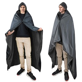 Waterproof Blanket for Outdoors, Hooded Blanket Poncho | Windproof, Warm, Wearable, Portable | for Stadium, Picnics, Sports Events, Camping, Yoga, Beach, Outdoor Adventure