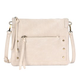 Antik Kraft The Savannah Crossbody Shoulder Bag - Bone | Vegan Leather Crossbody Bag with Removable Strap 53-63 cm | 11in x 1.5in x 8.5in