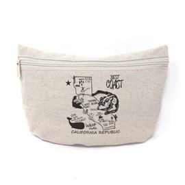 Custom Canvas Makeup Bag California Republic Map Places & Travel United States School Supplies Pencil Tote Pouch 9x6 Inches Natural Design Only