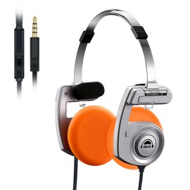 OKCSC Retro 3 Open Back Headphones,3.5MM Wired Over-Ear Headsets, All-Day Playtime/Built-in Mic/Ultra Lightweight, Convenient to Carry for Travel, Commute, Sports, HiFi Sound 3.5MM Mic/Silver