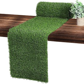 Ruisita - Camino de mesa de césped artificial de 14 x 48 pulgadas, alfombra de césped sintético, decoración de mesa para primavera, verano, boda, baby shower, decoración de fiesta