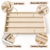 Velvet Jewelry Organizer Tray with Removable Dividers for Rings, Earrings,