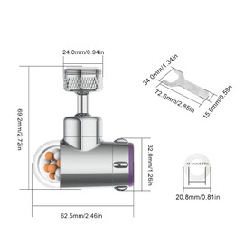 0XBIT Water Saver for Tap, Filter Tap Can Be Rotated 360 Degrees, Filter Attachment for Tap with Filter, Two Water Outlet Modes, for Kitchen and Bathroom