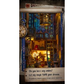 DIY Book Nook Kit,Magic Dollhouse Kit DIY Miniature House Kit for Adults Teens,Booknook Bookend Bookshelf Decor,3D Wooden Puzzle with LED & Dust Cover,Easter Halloween Home Decor Birthday Gifts