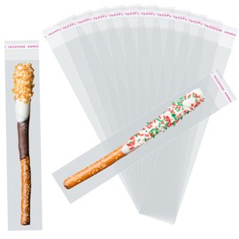 Soarvita Self Sealing Cellophane Bags - 2x10 Inches 200 Pcs Clear Pretzel Rod Bags