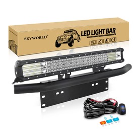 SKYWORLD LED Light Bar, 23" 570W Spot Flood Combo Beam Work Driving Lamp Slide Bracket with License Plate Mount Holder 12V Rocker Switch Wiring Harness Kit for Auto Truck Car ATV SUV 4X4 Offroad