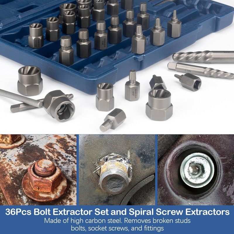 MABLEVI 36 Pcs Upgrade Screw Extractor Set, 3/8” Drive Multi-Spline