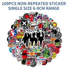 Rock and Roll Music Stickers, 200Pcs Trendy Music Band Stickers Packs, Band Stickers for Classic Rock Music, Colorful VSCO Waterproof Vinyl Decal for Laptop Bicycle Water Bottles Skateboard Luggage