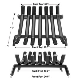 AMAGABELI GARDEN & HOME Fireplace Grate Log Holder 21 Inch Firewood Burning Rack Heavy Duty Wrought Iron Solid Steel for Chimney Hearth Fire Pit Outdoor Kindling Tools Wood Stove Accessories