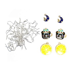 Summerdaisy 20 Pairs 925 Sterling Silver Fish Hook Earrings with 6 Units Pendants French Wire Earring Hooks Jewelry Earring Parts Pendant Style Random