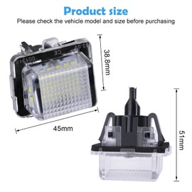URAQT LED License Plate Light, 2 Pieces, 6500 K Number Plate Light, 400 Lm, Rear Light, White, Number Plate 12 V, Built-in Canbus, Compatible with Benz