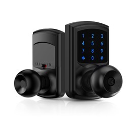 HIDALIFE Keyless Entry Door Lock, Keypad Door Lock with Handle, Smart Locks for Front Door,Touchscreen, One-Touch Toggle for Passage Mode, Matte Black