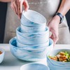 Yundu 28 Ounce Blue Marble Porcelain Bowls Ice Cream, Dessert,