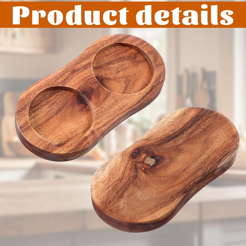 Molain Salt and Pepper Mill Tray, Acacia Wood Tray, Pepper