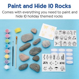 Creativity for Kids Holiday Hide & Seek Rock Painting Kit, Paint & Hide 10 Rocks, Holiday Crafts For Kids