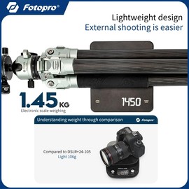 Fotopro MP-6 Tripod (Carbon Fiber) Ultra-Portable, Stable and Compact Professional Camera Tripod